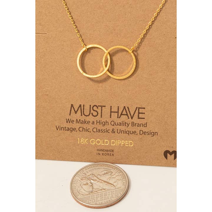 Fame Accessories - Wholesale Pendant/Charm Necklace - Metallic Dual Circle Pendant Necklace