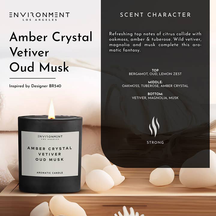ENVIRONMENT - Wholesale Jar/Filled Candle - 8oz Inspired by Baccarat Rouge 540® Candle with Lid and Box