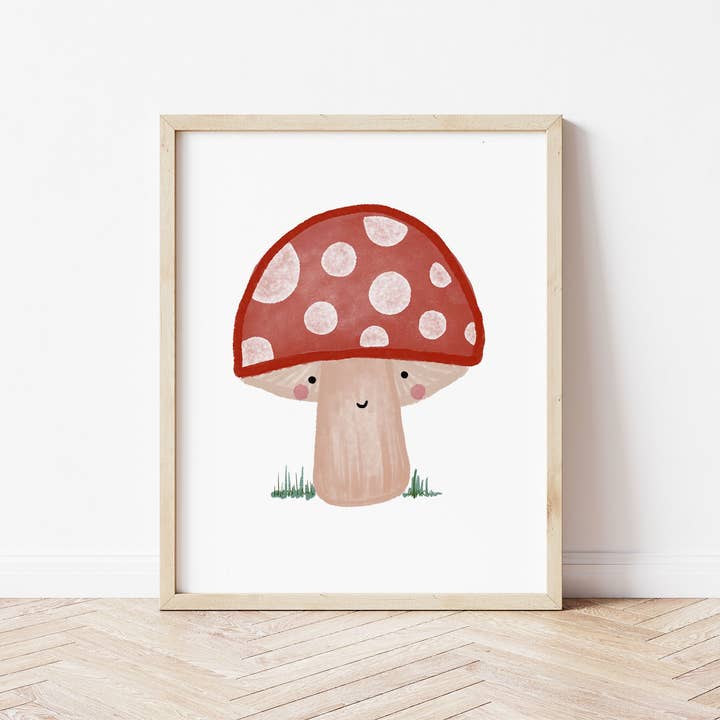 Happy Toadstool Grass Print for wholesale by The Little Jones