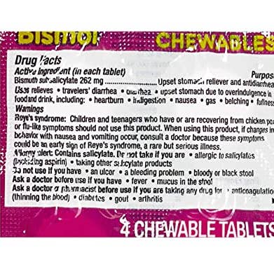 Shop The King - Wholesale Oral Supplement/Vitamin - Pepto Bismol Chewables, Digestive Relief, 32 Packs of 4 (Pack of 1)