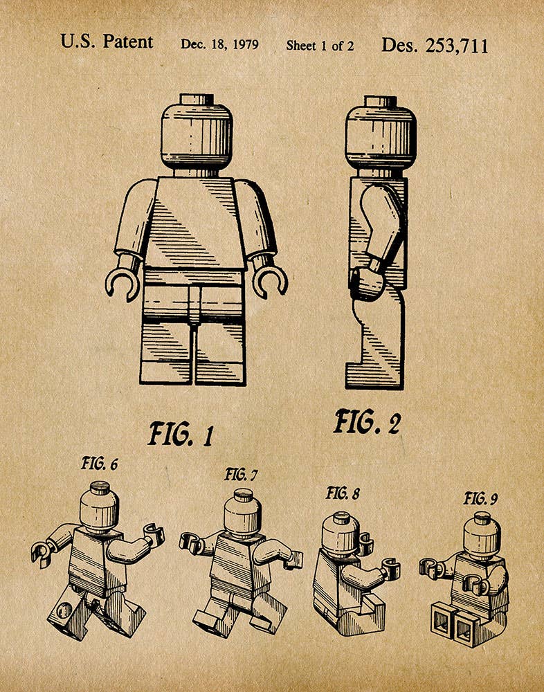 Fresh Prints of CT - Wholesale Art Print - Lego Man 1979 Patent Art Print  - Toys and Games1