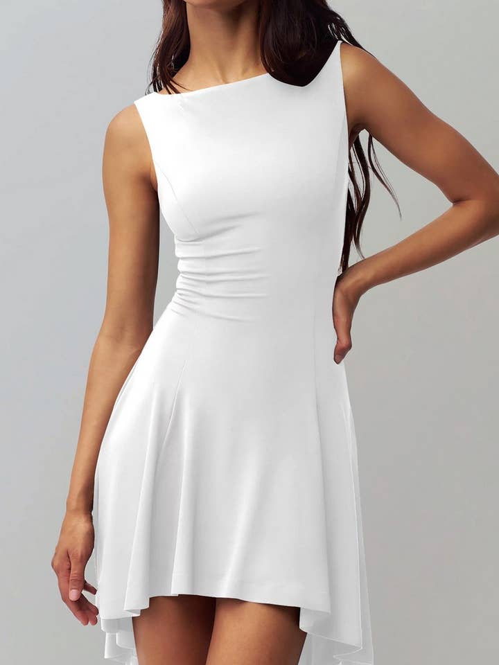 CWDSD8794_SOLID SLEEVELESS SEXY OFF-SHOULDER DRESS for wholesale by NINEXIS