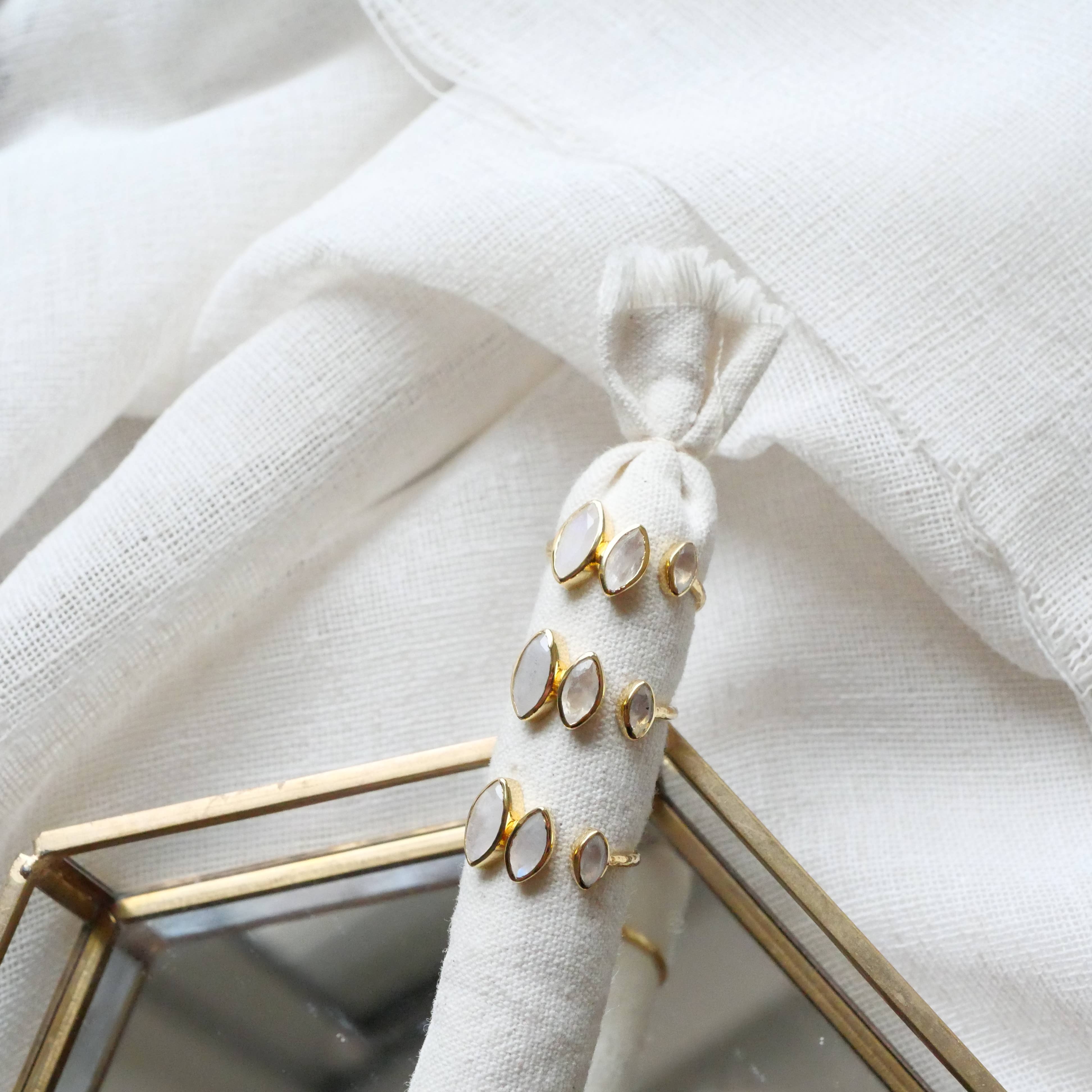 GINANDGER – Anel de pedra única/solitário por atacado – Anel ajustável com pedras à escolha - Dina6