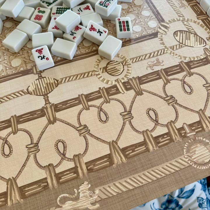 REMOVED BRAND - Wholesale Board Game - Mahjong Gaming Mat, JADE PEONIES1