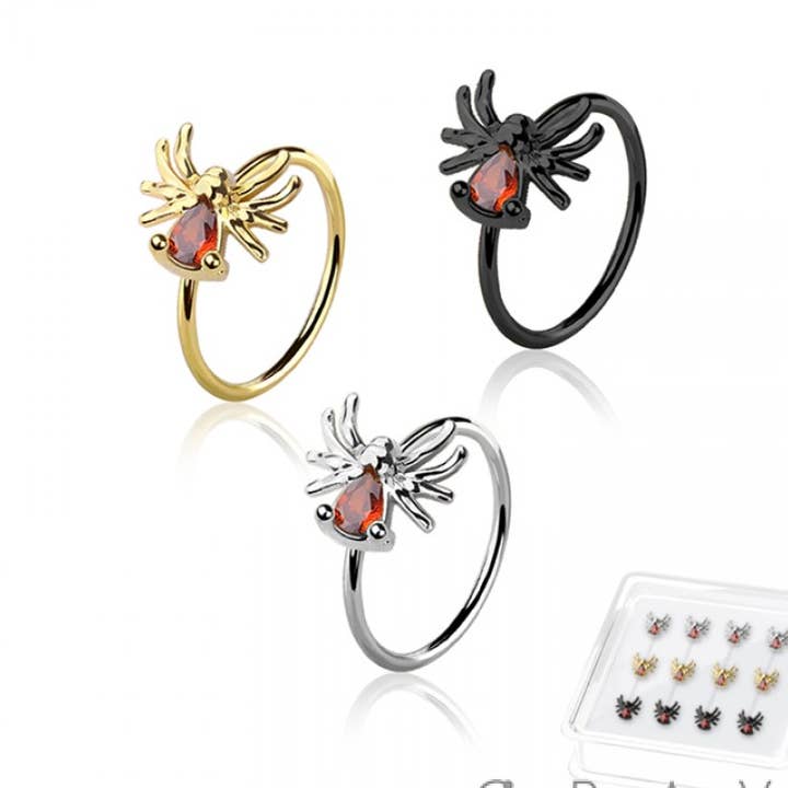 12PCS OF ASSORTED SPIDER 316L SURGICAL STEEL O-RING for wholesale by CRAVE