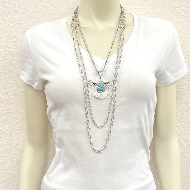 ISAC Trading Inc - Venta al por mayor Collares con colgantes/abalorios - 735887, collar de turquesa Thunderbird 1