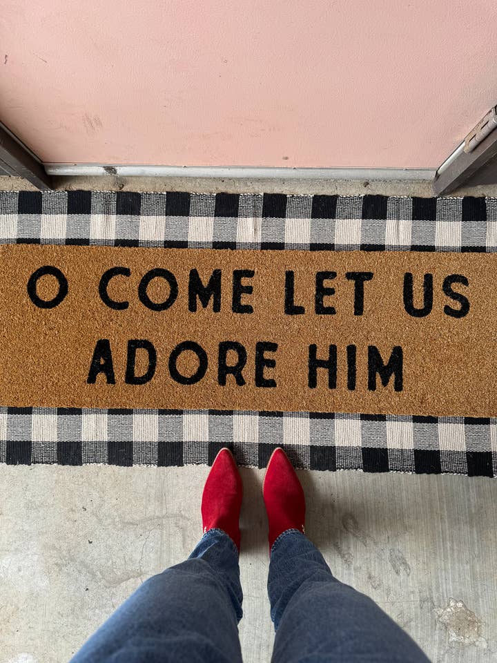 XL Doormat - O Come let us adore him (New Length) for wholesale by Modern Burlap