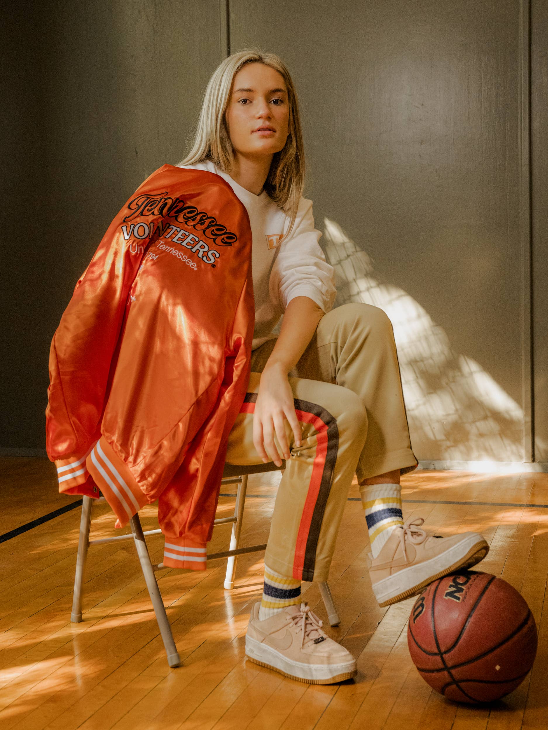 LivyLu - Wholesale Varsity/Baseball Jacket - Women's - Tennessee Vols Orange Embroidered Satin Jacket7