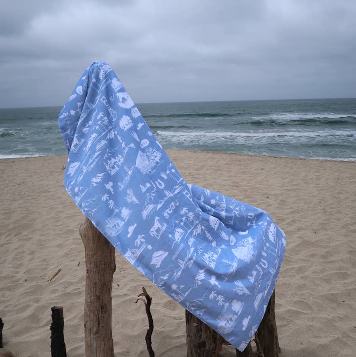 Blue Toile Coastal Cowboy Beach Towel for wholesale by Coastal Cowboy