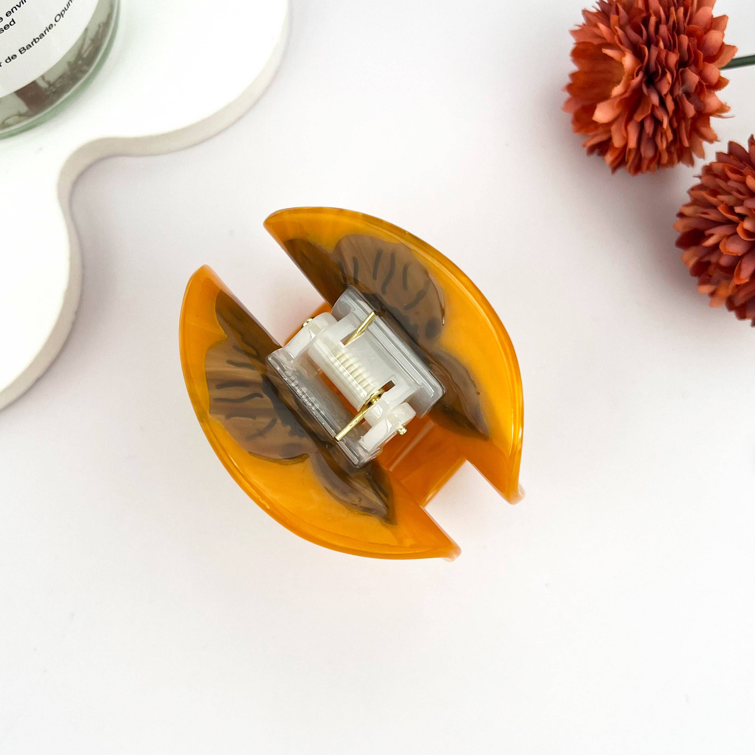 Orange Lucky Persimmon Fruit Acetate Hair Claw Clip for wholesale on Faire4