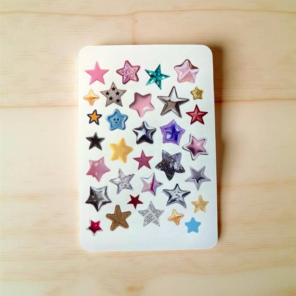 The Ephemera Club - Wholesale Sticker - Mixed Media Star Sticker Sheet