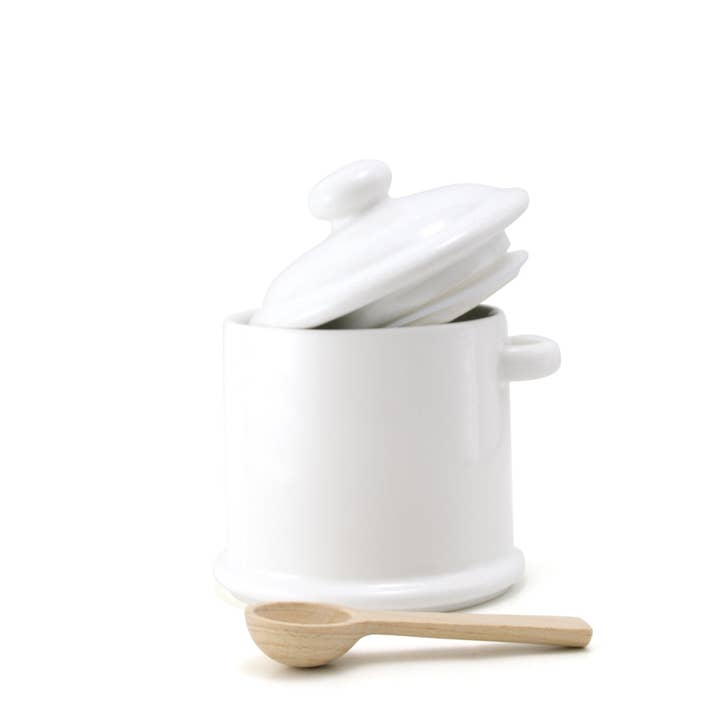 ZERO JAPAN Sugar Canister with wooden spoon 10.0 oz / 300cc - White - for wholesale by ZERO JAPAN USA