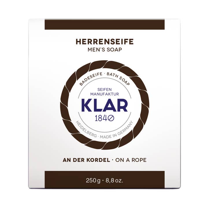Herren-Badeseife an Baumwollschnur, 250 g für den Großhandel von Klar Seifen