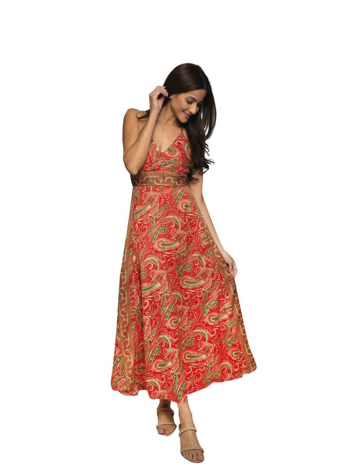 Sacred Threads - Wholesale Dress - Women's - Faux Silk Patterned Dress