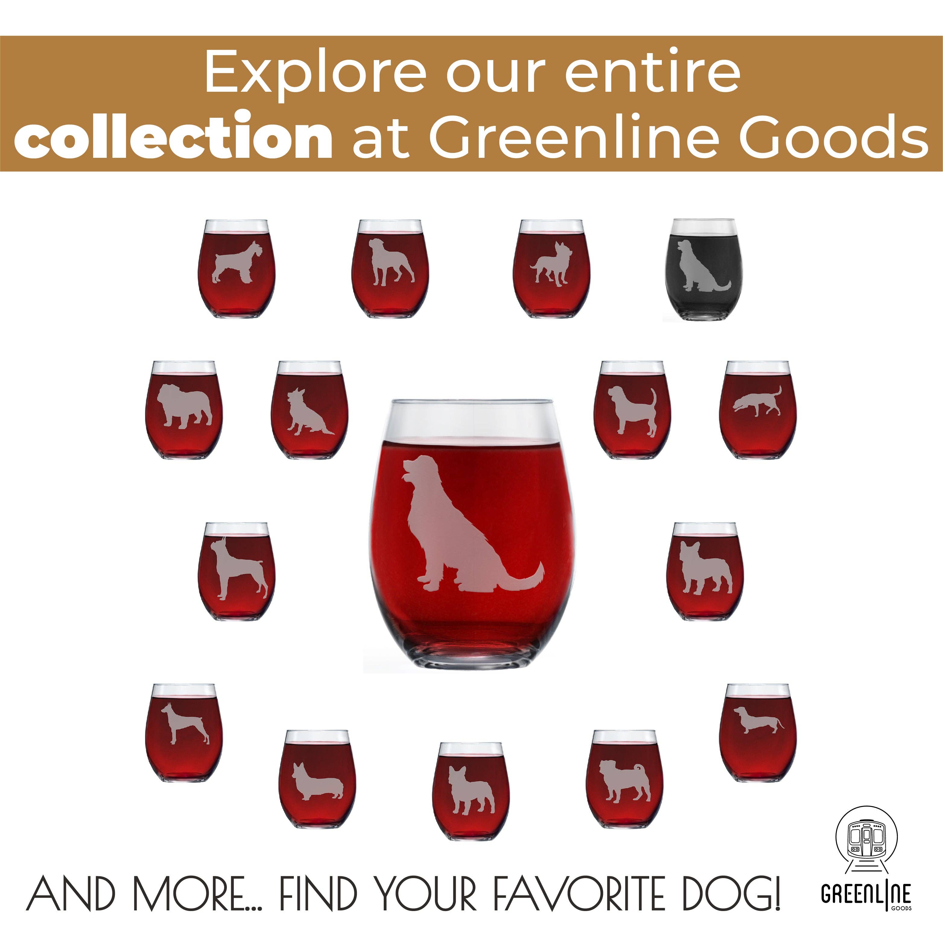Greenline Goods - Wholesale Wine Glass - Golden Retriever Etched Stemless Wine Glasses7