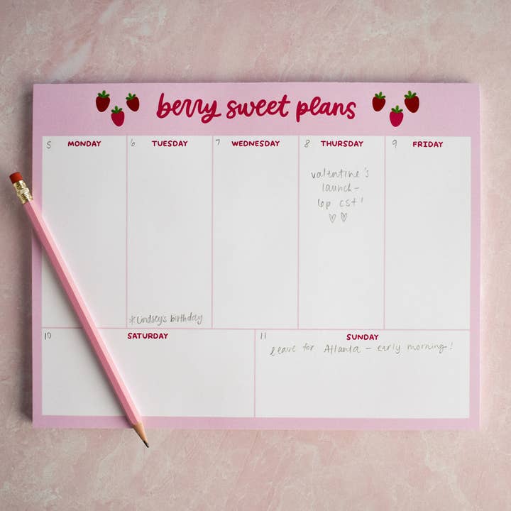 Berry Sweet Plans Weekly Notepad for wholesale by Kyn You Believe It