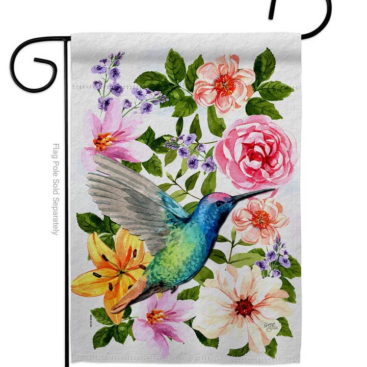 Two Group Flag Co - Wholesale Flag - Colorful Hummingbird Animals Bird Floral Decor Flag