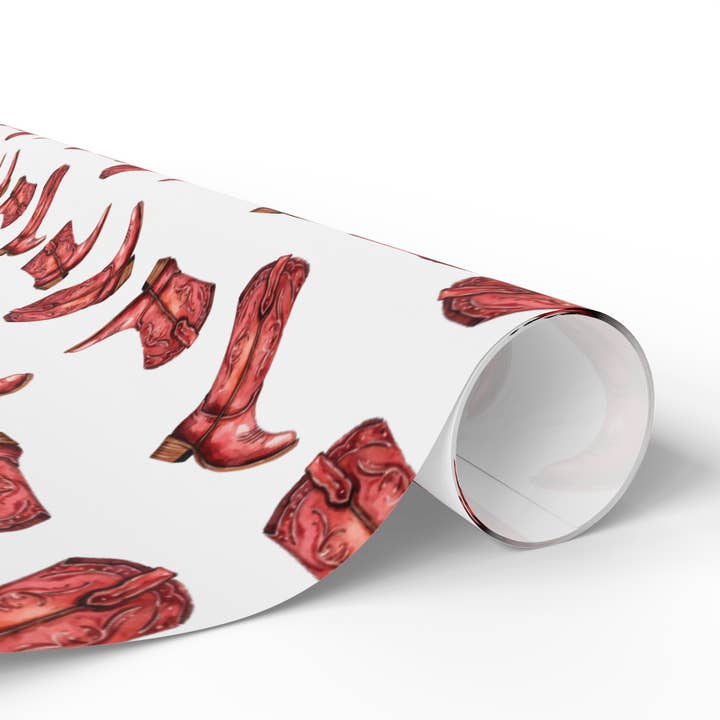 Hey Y'all Party – wholesale Omslagspapper på rulle – Rosa Cowboy Boots 5' omslagspappersrulle