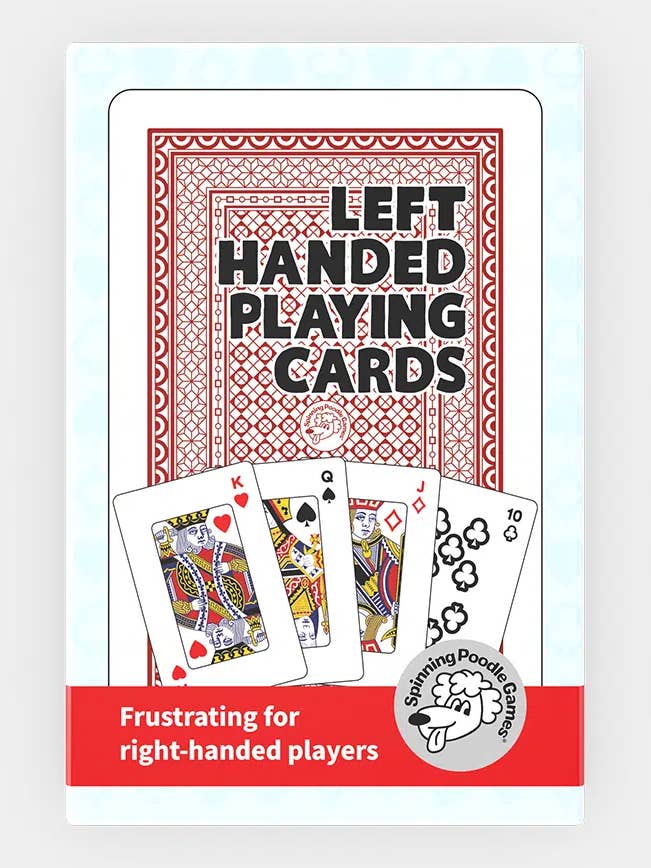 Left handed Playing Cards for wholesale by Spinning Poodle Games