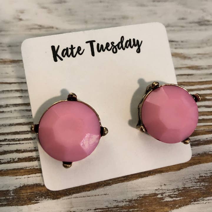 Light Pink Statement Stud Earrings for wholesale by Kate Tuesday Jewelry
