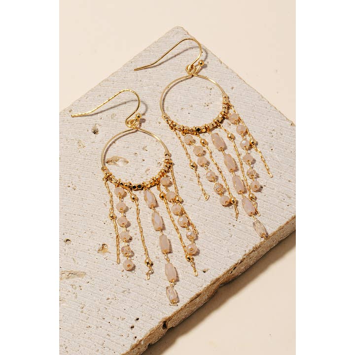 Anarchy Street - Wholesale Dangle Earrings - Mixed Glass Beaded Fringe Hoop Dangle Earrings