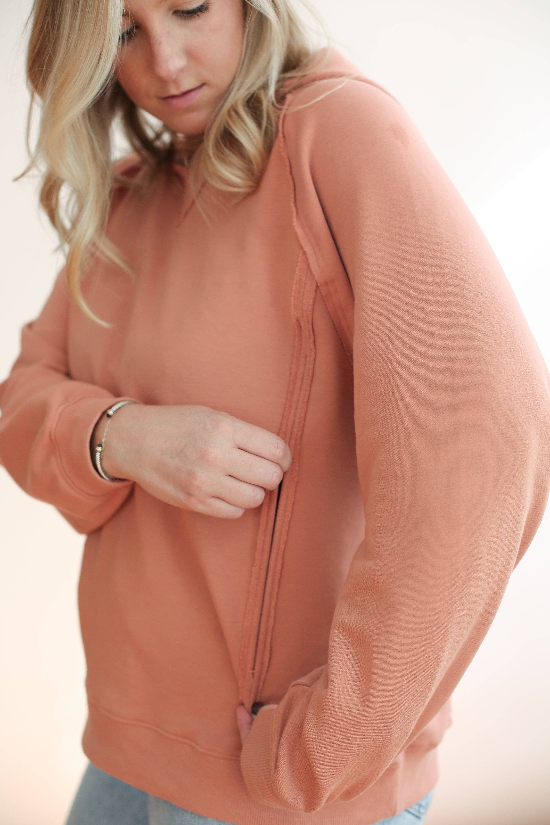 Movemama Apparel - Wholesale Nursing Top - Maternity - Big Hug Vertical Zip Breastfeeding Hoodie14