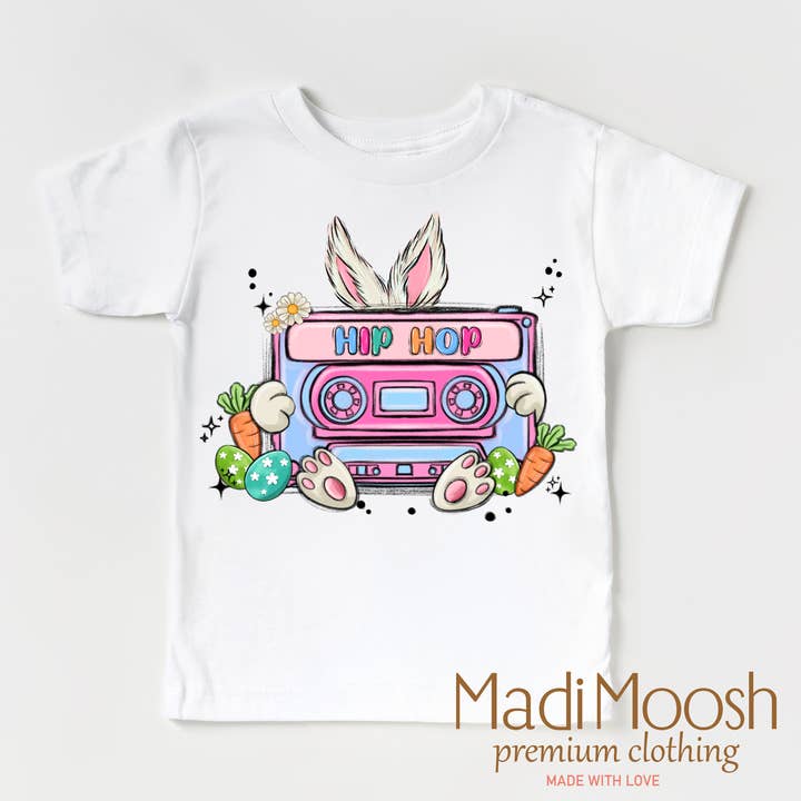 Madi Moosh – wholesale T-shirt med screentryck – Barn – Hip Hop Påskhare T-shirt - Barn Retro Påsktröja