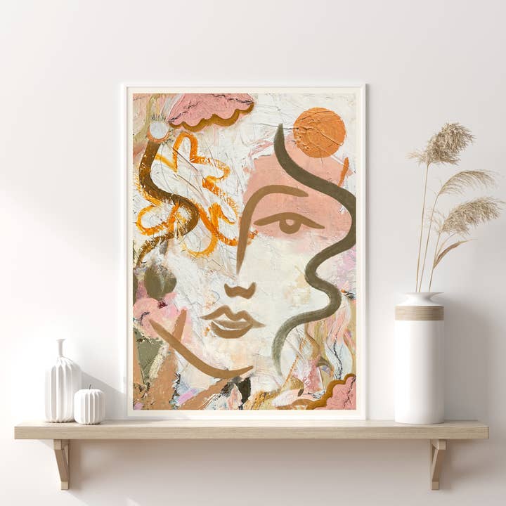 ‘Flora’, Abstract Face Art Print for wholesale by Nïma Nïma Studio