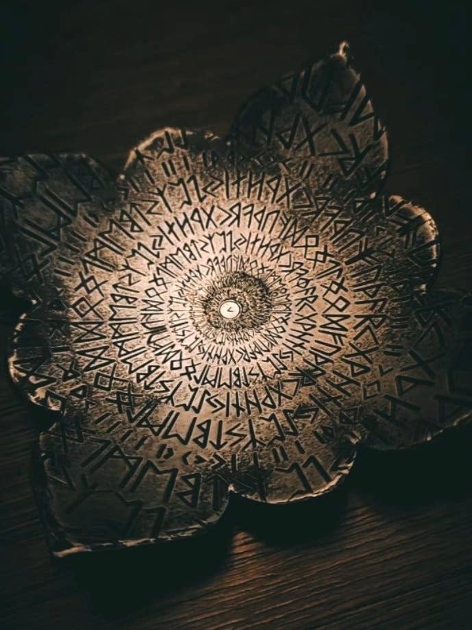 Runic Candle holder for wholesale by Troll Cunning Forge