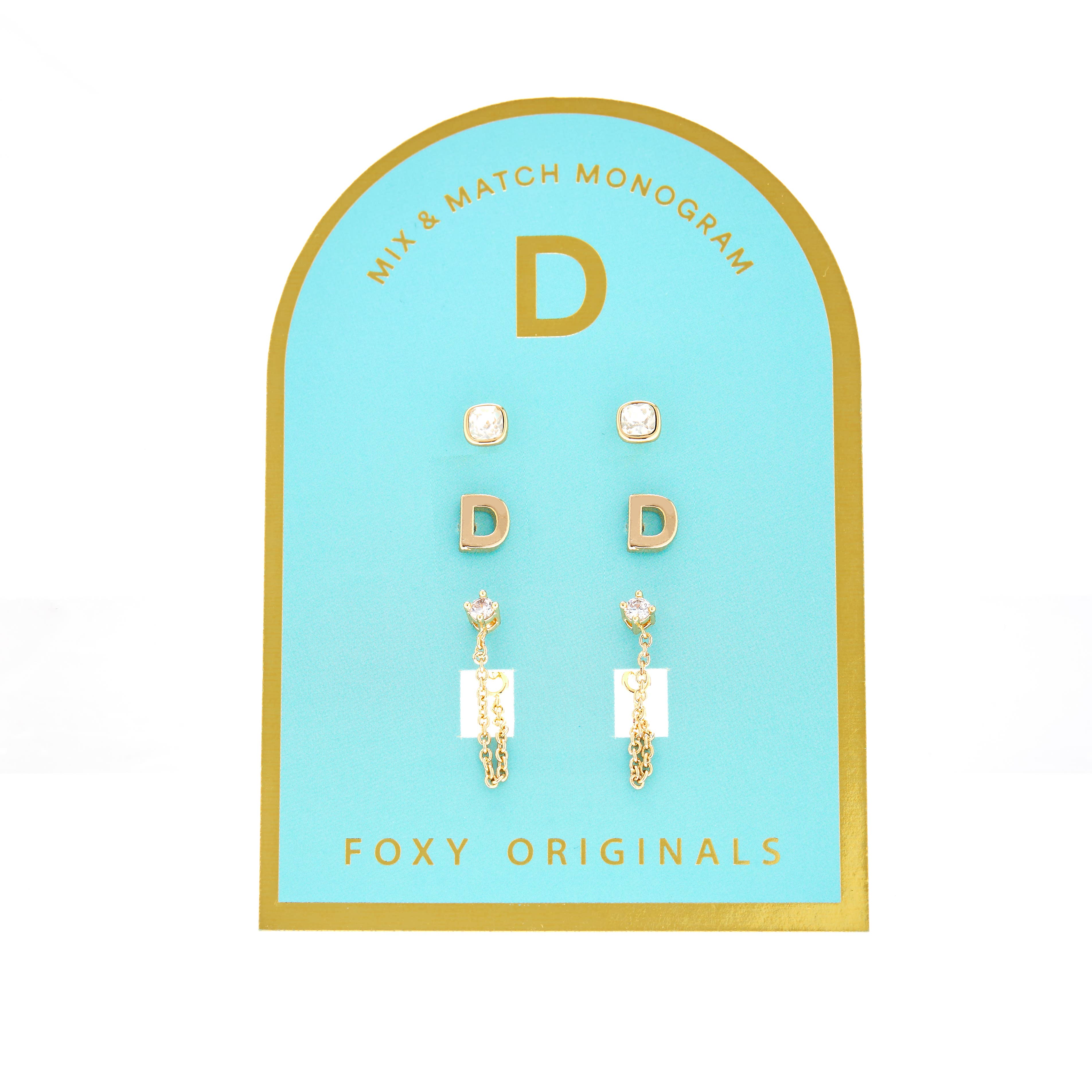 Foxy Originals - Wholesale Jewelry Set - Monogram Collection | Alphabet Mix & Match Earrings Pack5