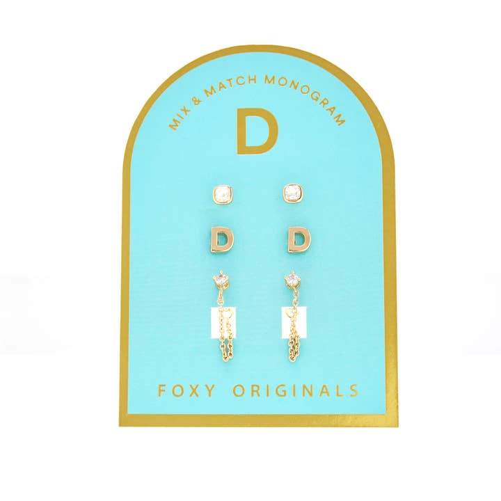 Foxy Originals - Wholesale Jewelry Set - Monogram Collection | Alphabet Mix & Match Earrings Pack5