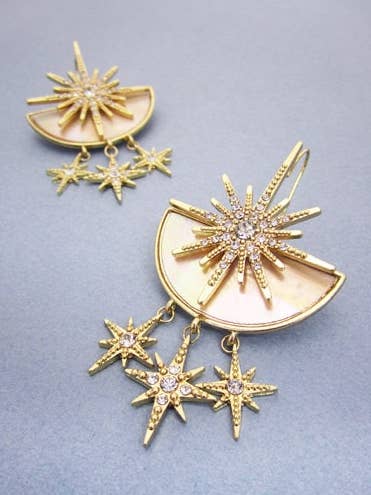 Boucles d'oreilles à crochet en forme d'ormeau en forme d'étoile scintillante pour la vente par TheTizana