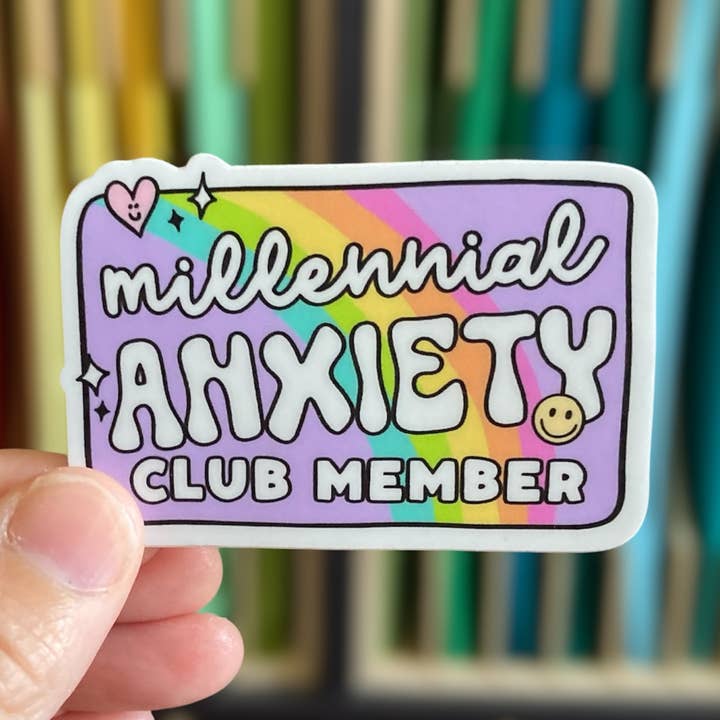 PartyHappier - Wholesale Sticker - Millennial Anxiety Club Vinyl Sticker0