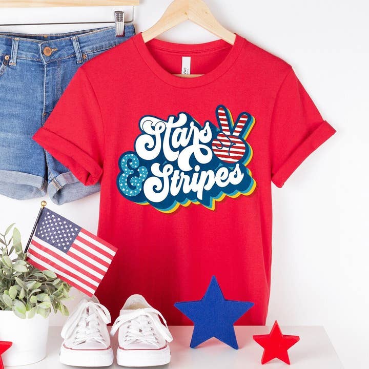 Stars & Stripes 4th of July T-shirt - Bella Canvas for wholesale by Printliss