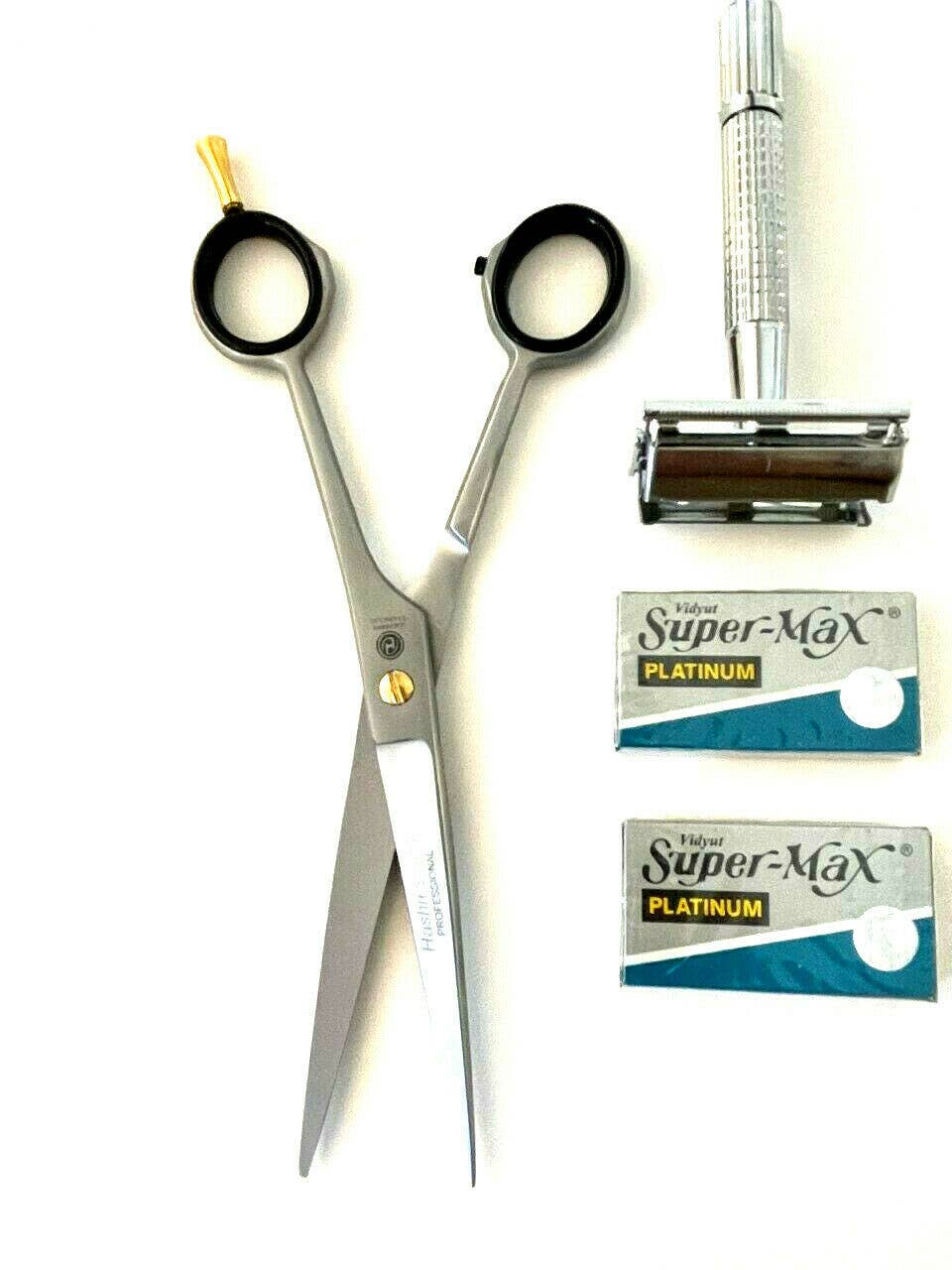 HASHIR PRODUCTS - Wholesale Razor - Silver Butterfly Safety Razor & 7.5" German Shears Gift Set1