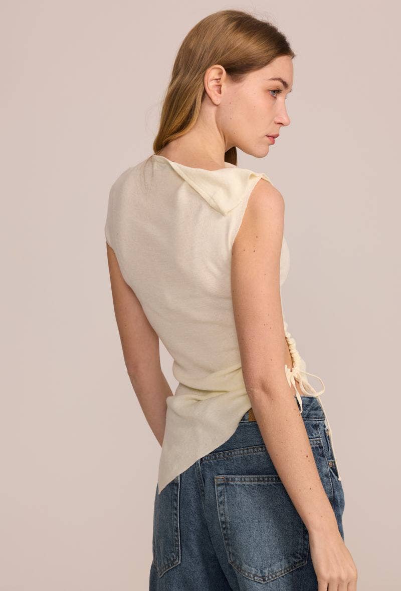 LUCCE - Wholesale Knit Top - Women's - Asymmetric Mesh Top - 81394