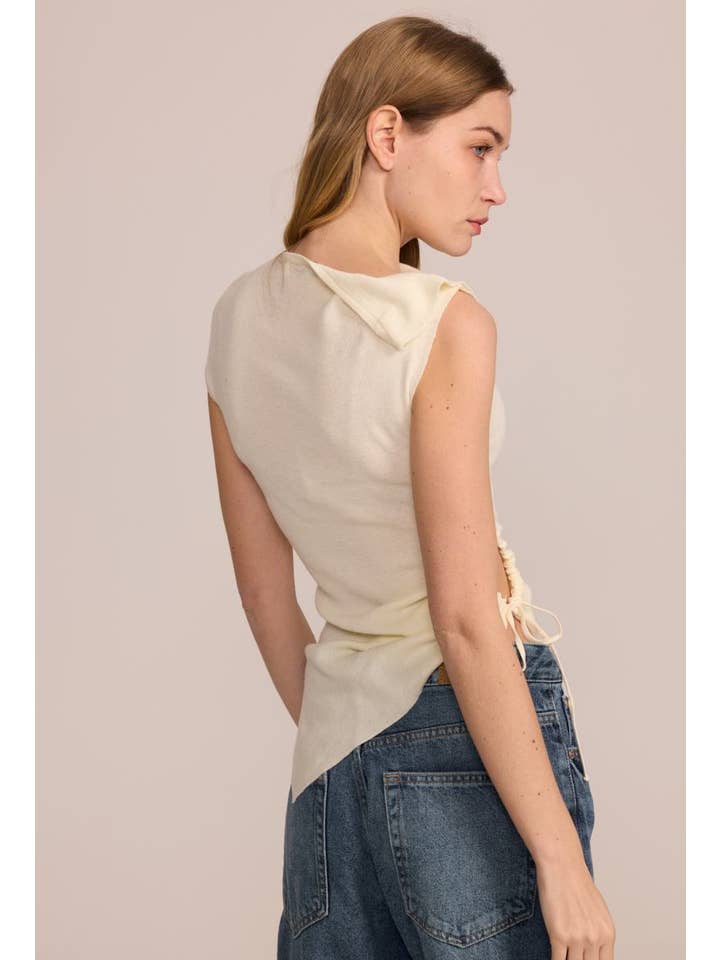 LUCCE - Wholesale Knit Top - Women's - Asymmetric Mesh Top - 81394