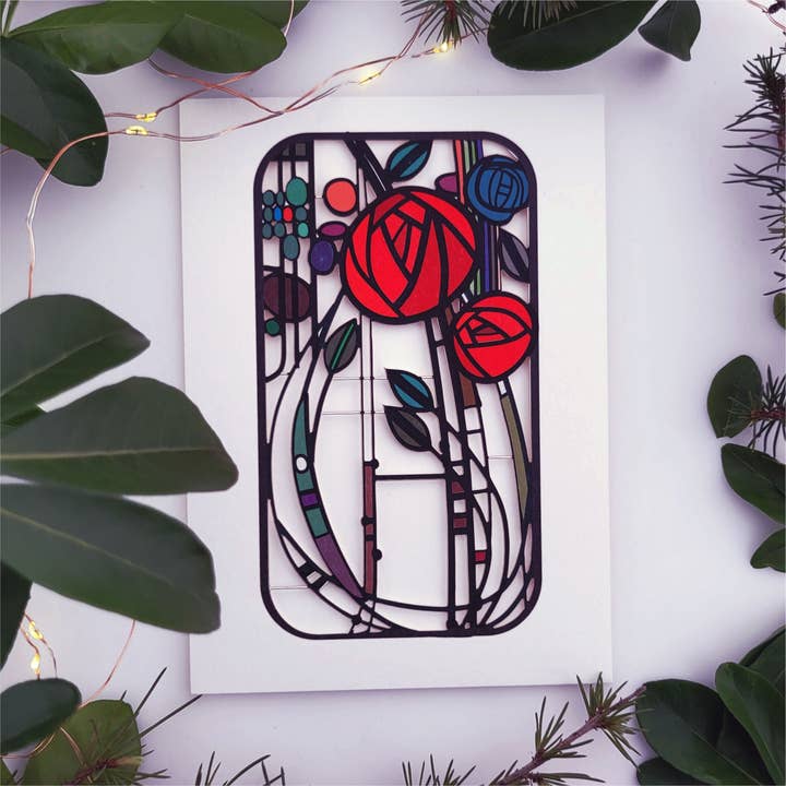 Forever Cards Ltd - Wholesale Everyday Greeting Card - Rose Blank Rennie Mackintosh Style Everyday Greeting Card