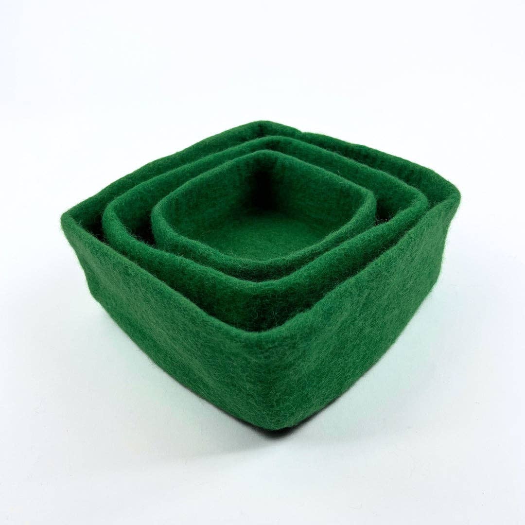 Humble Hilo - Venta al por mayor Bandejas/platos/boles decorativos - Humble Hilo Cuencos de Fieltro Hechos a Mano, Juego de 3 Cuadrados19