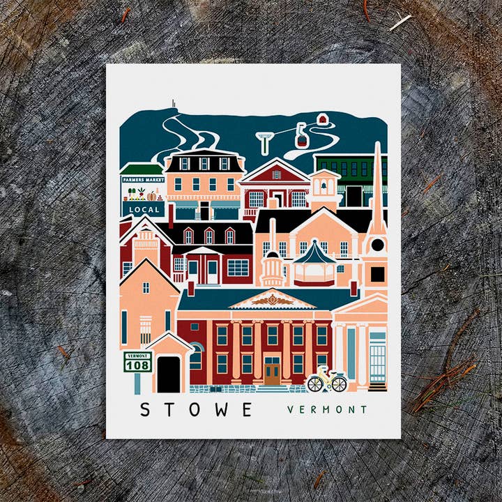 Affiche de voyage de Stowe Vermont pour la vente par Soijen Illustrations