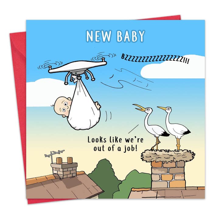Drone - Funny New Baby Card for wholesale by Twizler Ltd