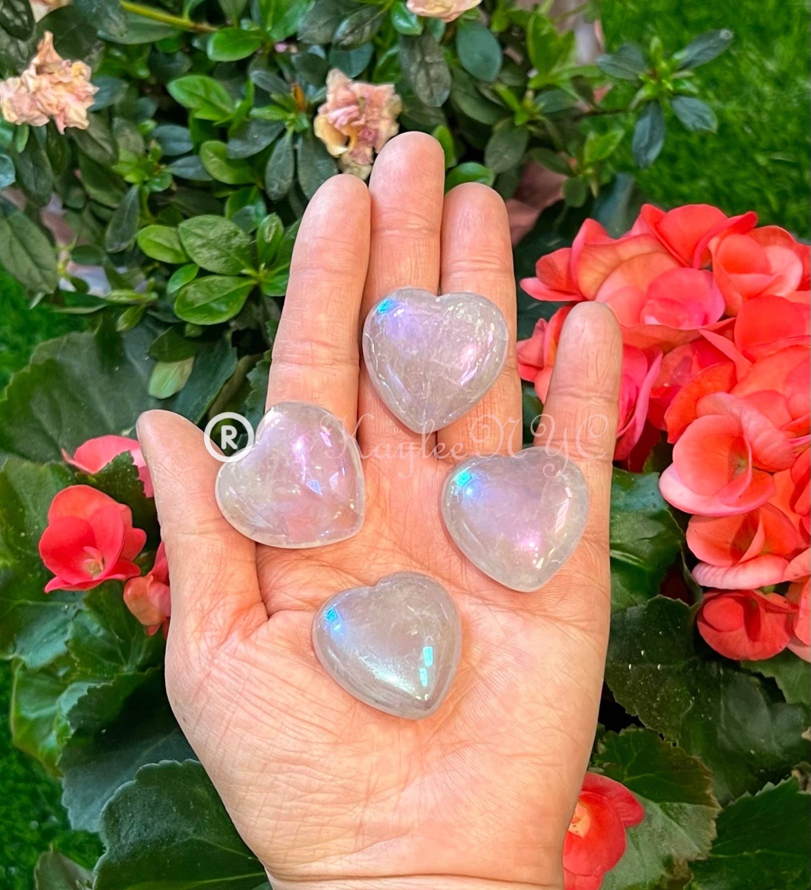 KayleeNYC - Wholesale Spiritual Stone/Crystal - 3cm Angel Aura Rose Quartz Heart Crysta4