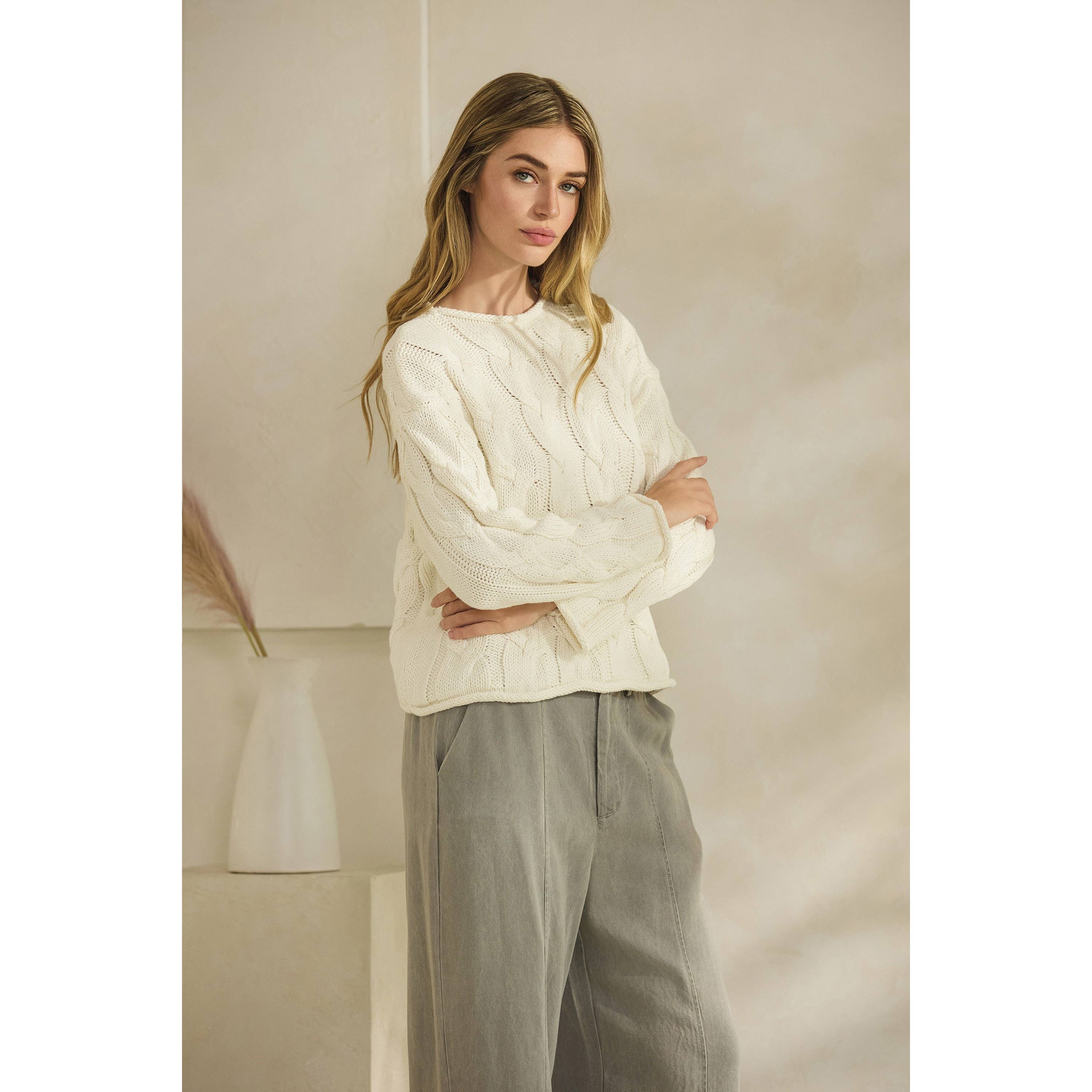 Honey Mango - Wholesale Knit Sweater - Women's - Cable knit sweater2