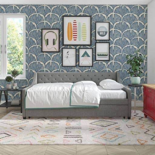 Tempaper & Co ® - Wholesale Wallpaper - Feather Palm Blue Peel and Stick Wallpaper, 28 sq. ft.