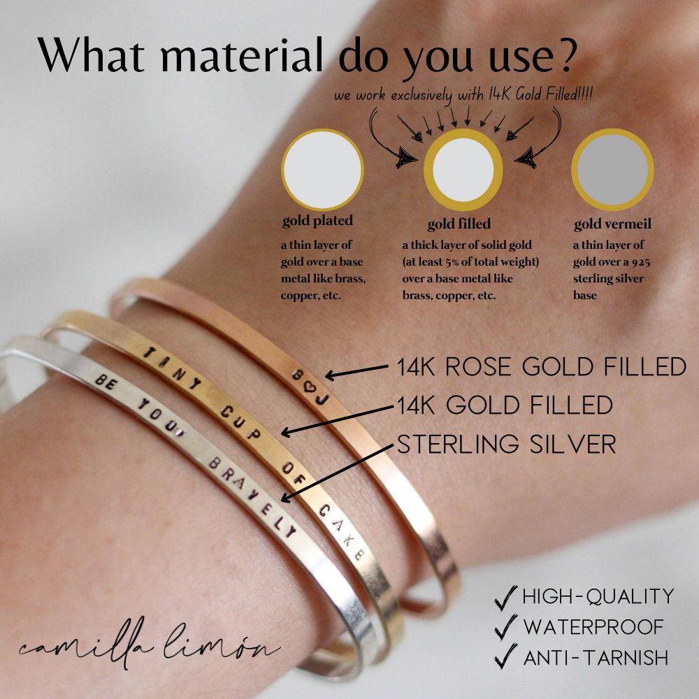 Camilla Limón – Großhandel Manschettenarmband – 18K Mantra-Armband | Ohana-Zitat | Graviertes Wortarmband0