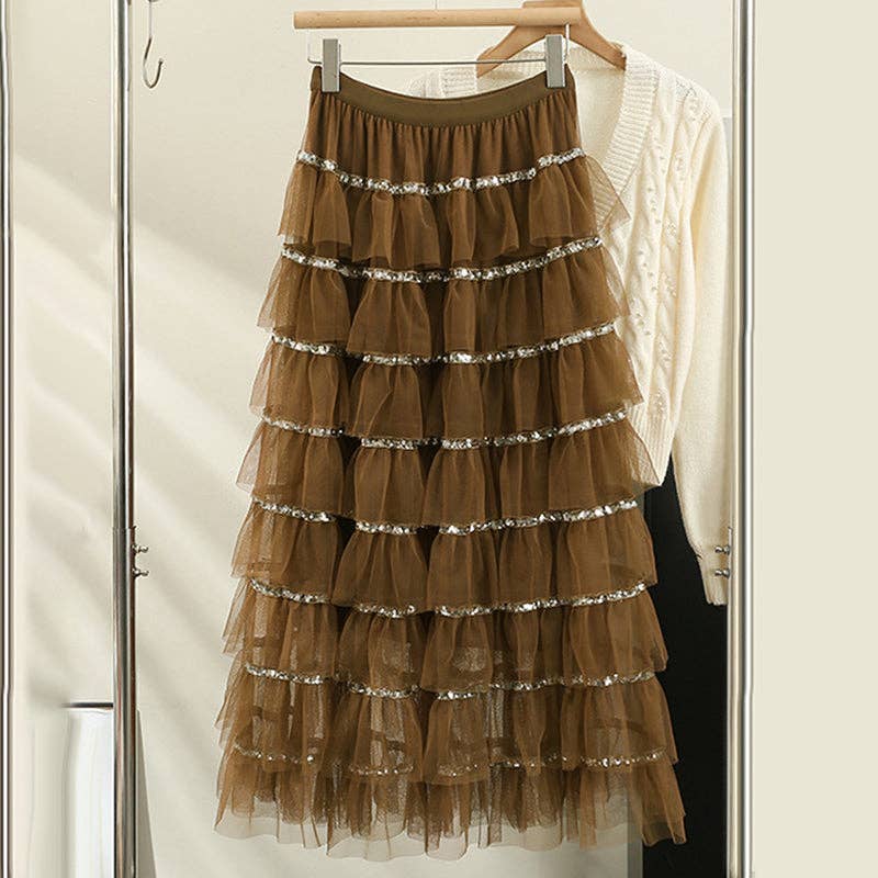 safistyle - Wholesale Skirt - Women's - Layered Ruffle Tulle Midi Skirt9