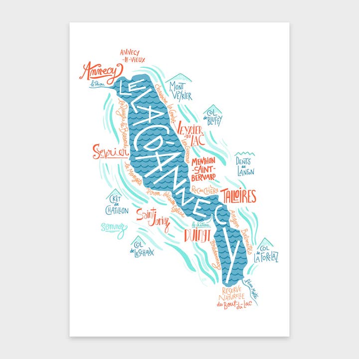 Bnito Shop – wholesale Map – Lake Annecy Illustrated Map