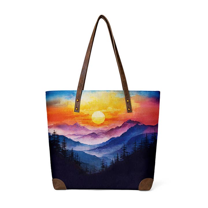 National Park Sunset Vintage Classic Eco Canvas Tote Bag for wholesale by ANNGOTI