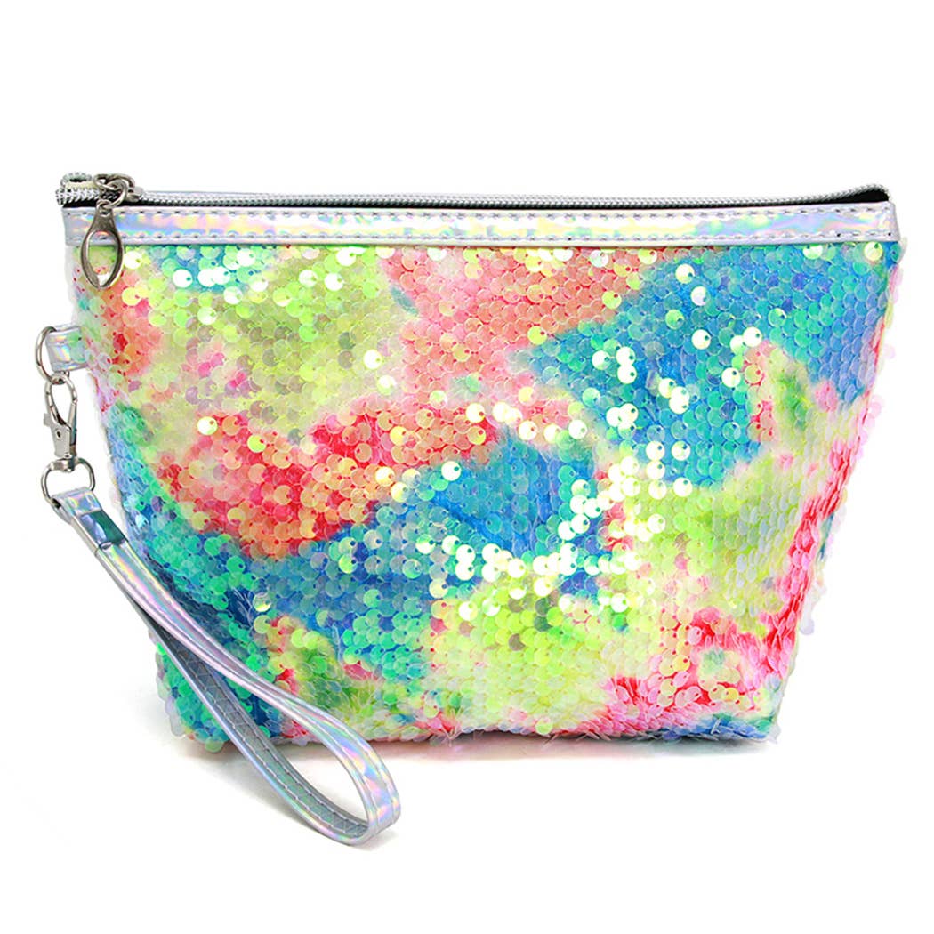 Fashion City - Wholesale Makeup/Cosmetic Bag - Multi Sequin Zipper Cosmetic Pouch Bags5