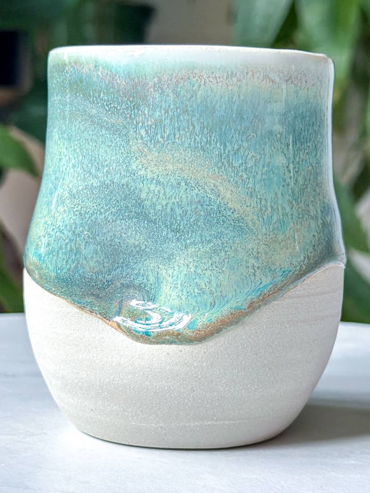 Turquoise Stoneware Cup - Shoreline Glaze - Pottery Ceramic for wholesale by Van Isle Clayworks